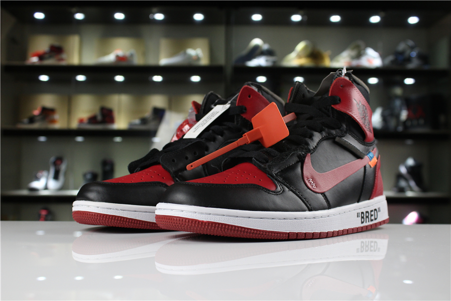 off white jordan 1 red and black