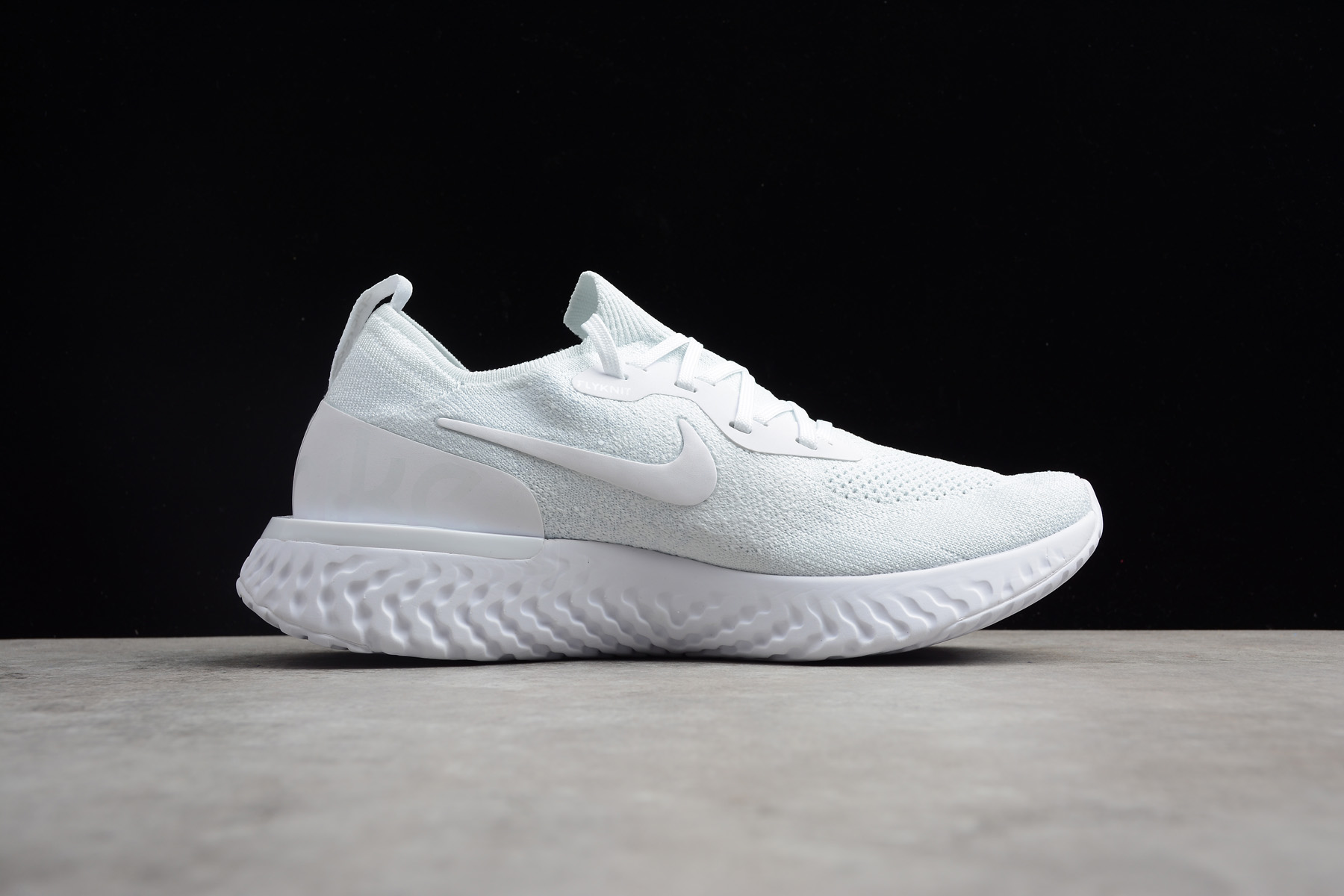 Mens and WMNS Nike Epic React Flyknit "Triple White" Men's Running Shoes