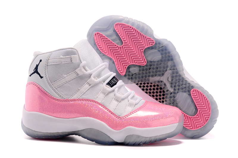 New Air Jordan 11 GS White Pink Black Basketball Shoes
