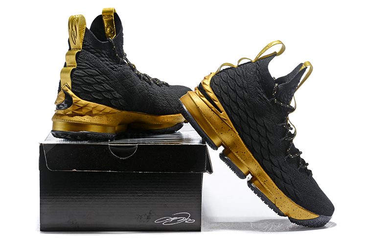 lebron black and gold basketball shoes