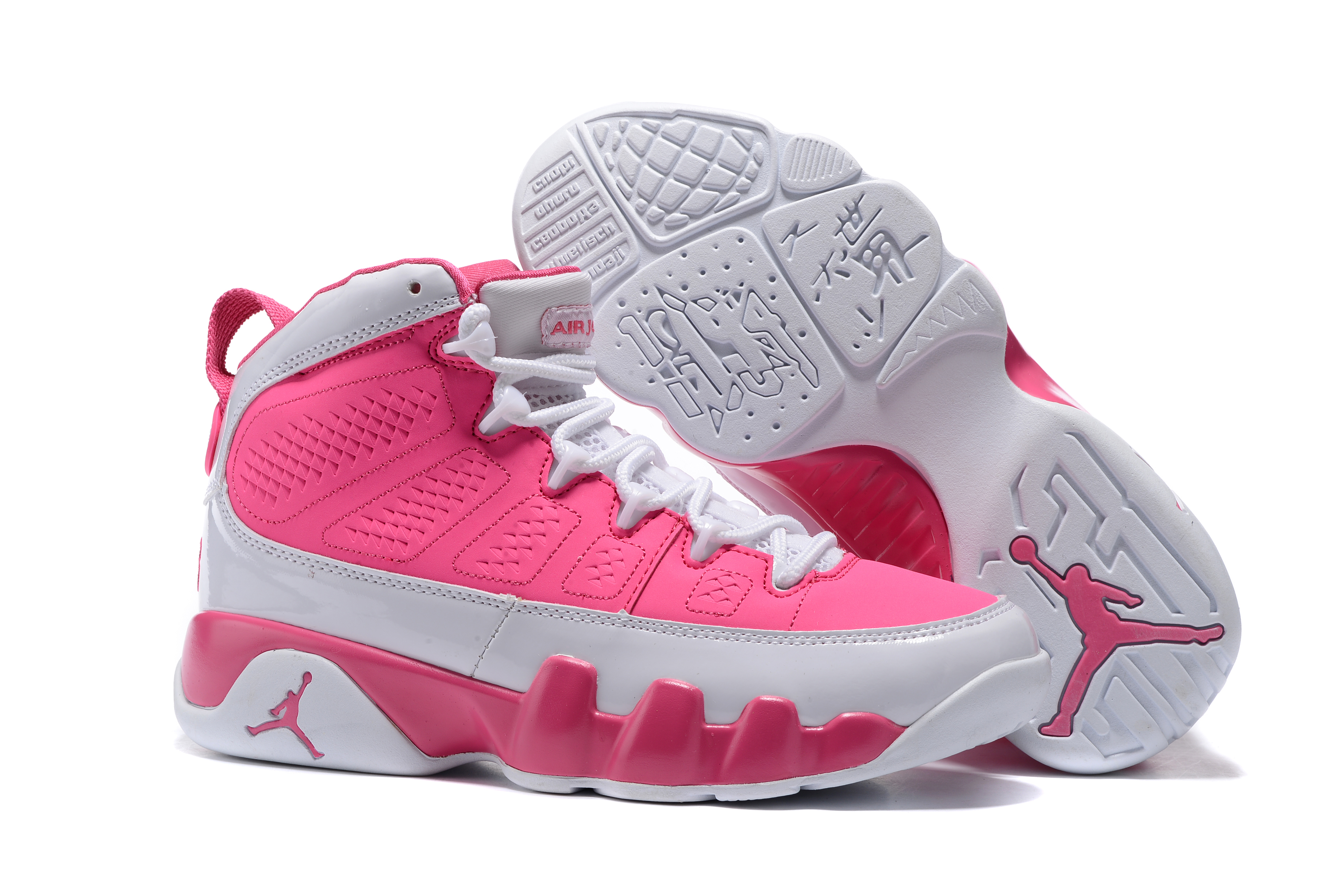 Women's Air Jordan 9 GS Peach Pink/White Basketball Shoes