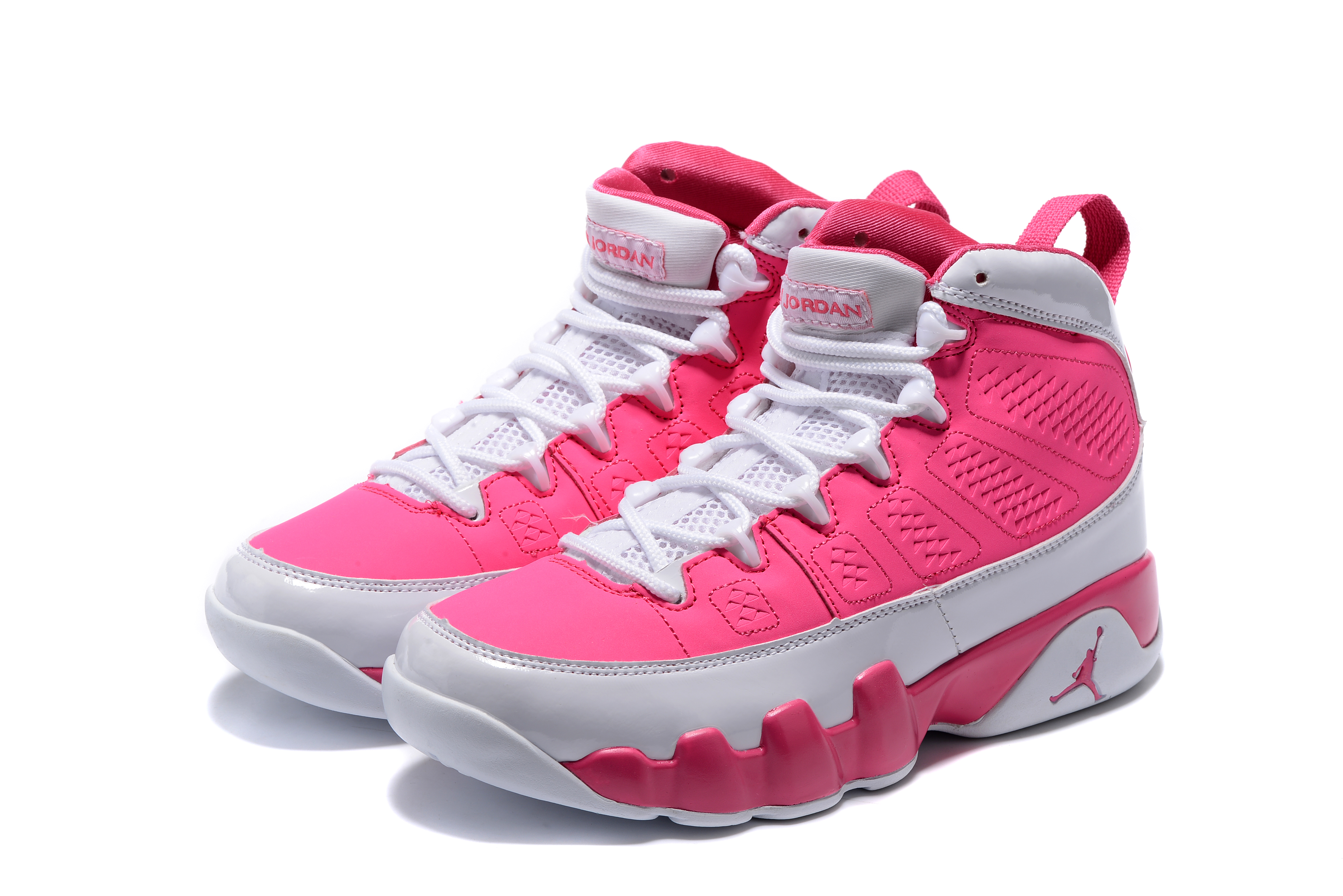Women's Air Jordan 9 GS Peach Pink/White Basketball Shoes