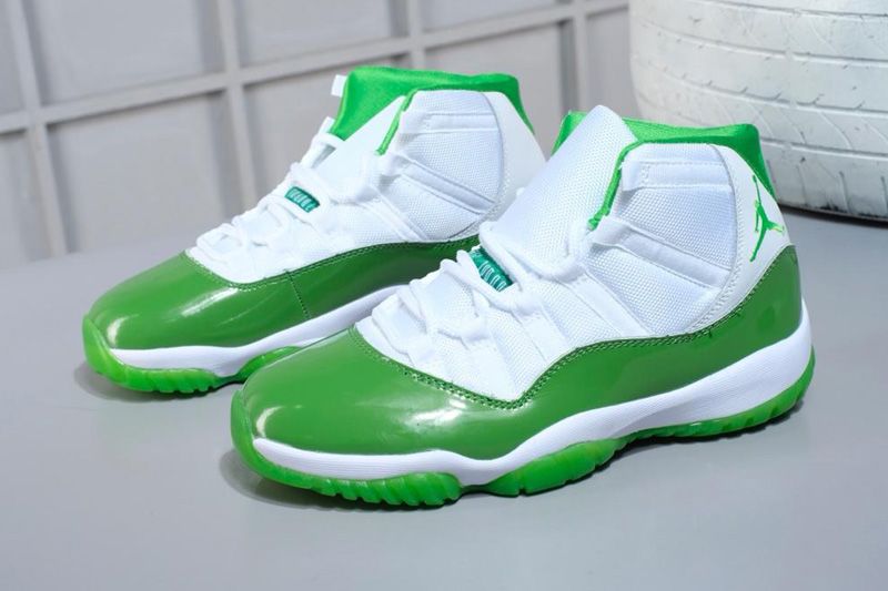 green and white jordan 11