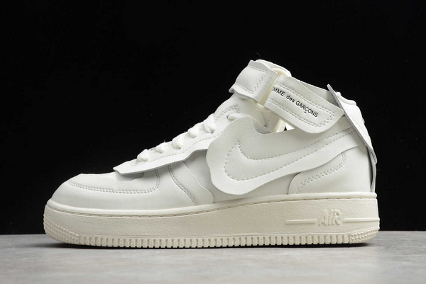 2020 Comme des Garçons x Nike Air Force 1 Mid “CDG” White Shoes