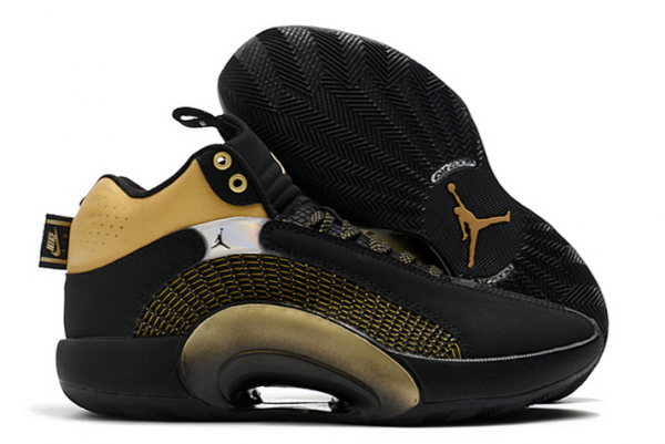 Latest Air Jordan 35 XXXV Black/Metallic Gold Shoes-1