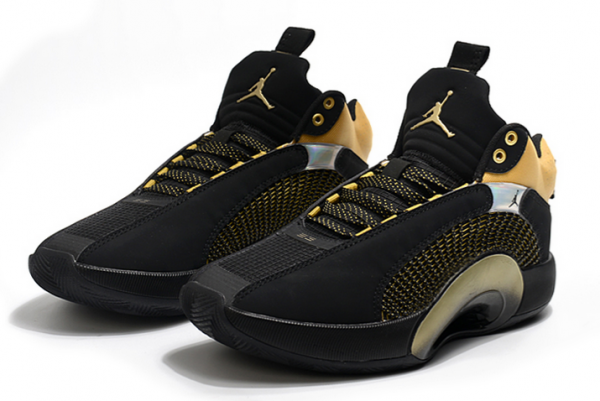 Latest Air Jordan 35 XXXV Black/Metallic Gold Shoes-2