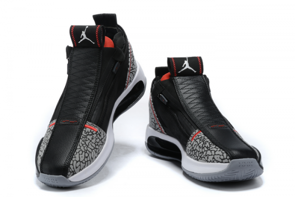 New Air Jordan 34 Black/Cement Grey-Fire Red-White Basketball Shoes For Sale-4