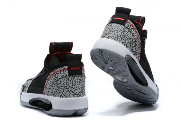 New Air Jordan 34 Black/Cement Grey-Fire Red-White Basketball Shoes For Sale-2